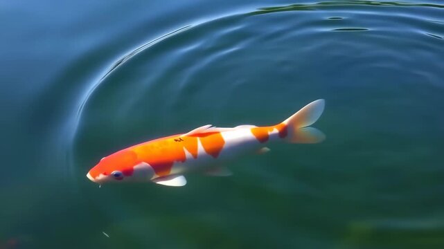 Koi fish swimming in still water, creating ripples