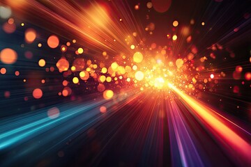 Abstract vibrant burst of light trails