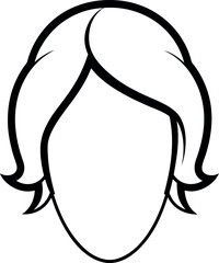 Blank Face Avatar with Medium-Length Hair Drawing