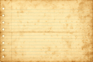 Vintage lined notebook paper with stains
