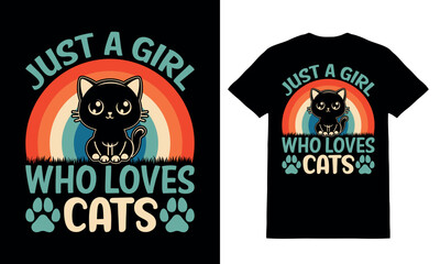 Just A Girl Who Loves Cats Retro T-shirt Cat lover t shirt design