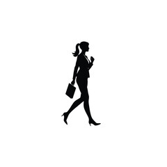 Vector art of businesswoman walking with briefcase