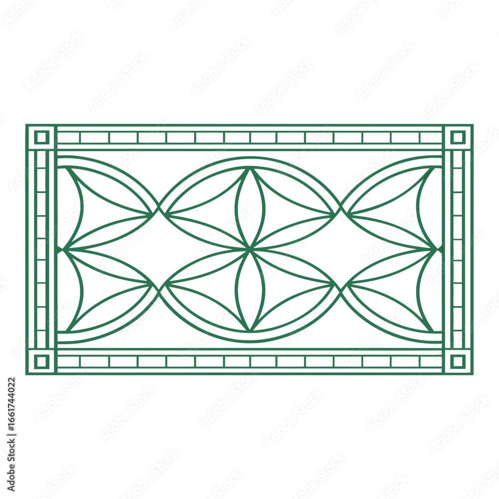 Aufkleber a green intricate pattern with circles and lines forming a decorative design on a black background c