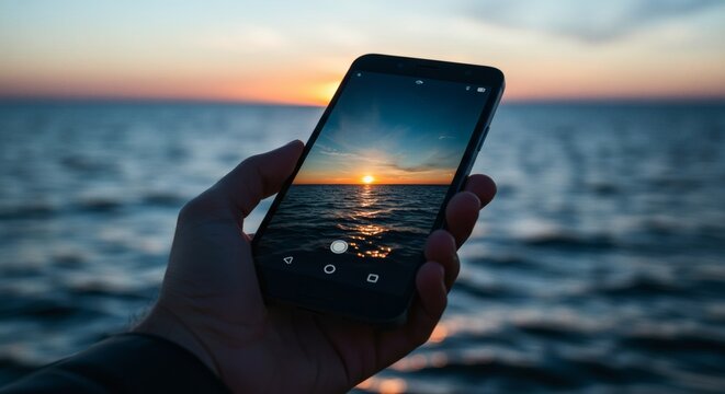 Capturing a beautiful golden hour sunset over the ocean with a smartphone
