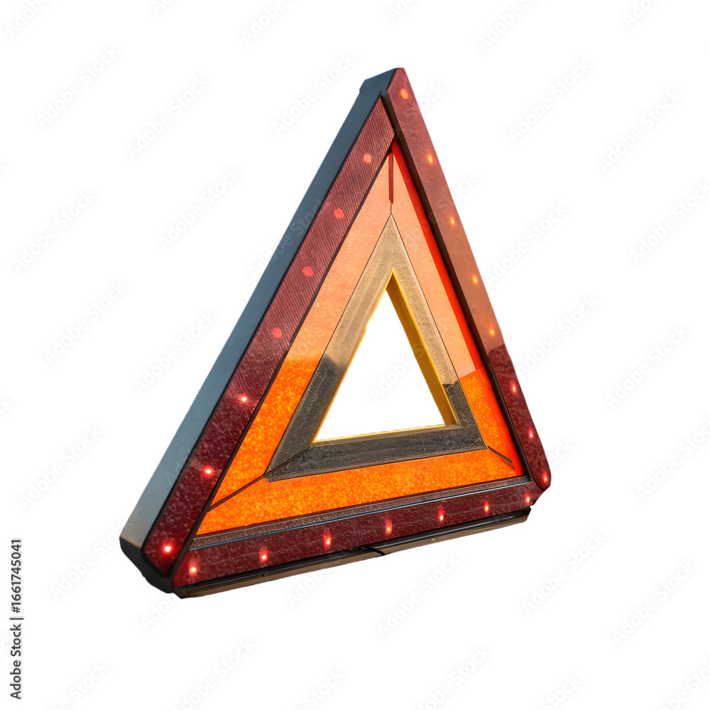 Poster warning triangle 3d rendering isolated on transparent background