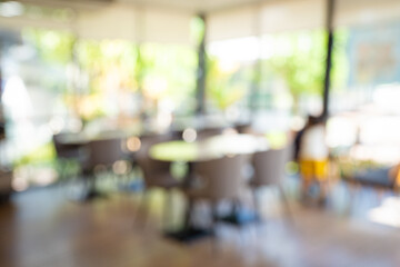 Abstract blurred luxury coffee shop restaurant with customer