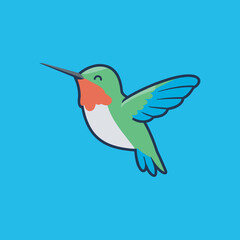 Cute Hummingbird Cartoon Vector Icon Illustration. Bird Animal Concept Isolated Premium Vector. Flat Cartoon Style