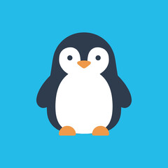 Naklejka premium Cute Penguin Cartoon Vector Icon Illustration. Animal Concept Isolated Premium Vector. Flat Cartoon Style