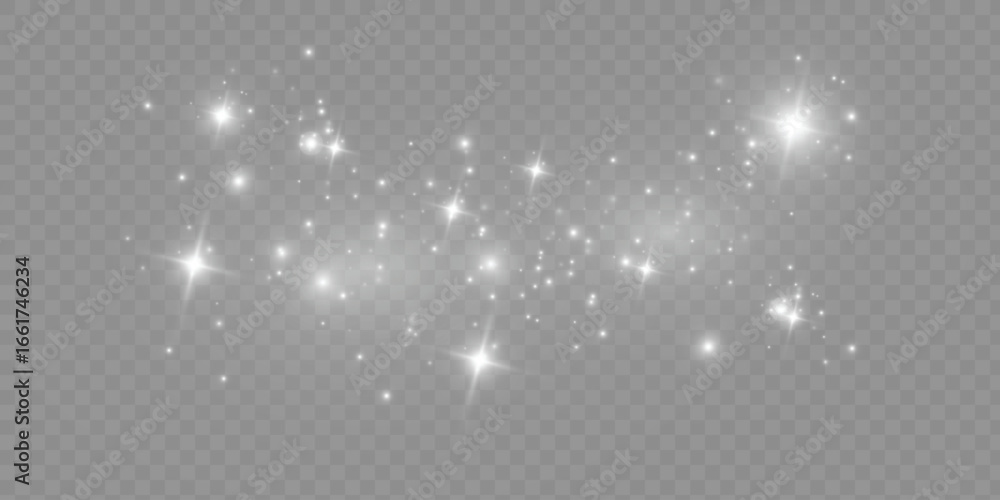 Poster glowing light effect with many glitter particles with transparency. vector starry cloud with dust. m