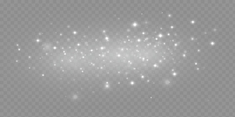 Glowing light effect with many glitter particles with transparency. Vector starry cloud with dust. Magic christmas decoration