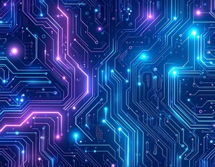 Seamless Futuristic Circuit Board Pattern