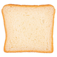 Single slice of white bread isolated on white background