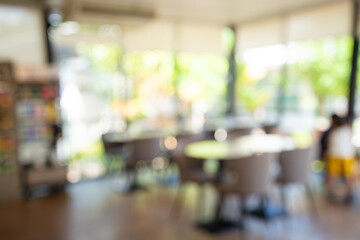 Abstract blurred luxury coffee shop restaurant with customer