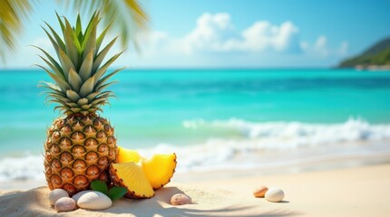 whole pineapple at beach