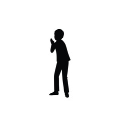 Vector art of silhouette of a young boy standing against a light background