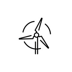 Windmill linear icon. Line customizable illustration. Contour symbol. Vector isolated outline drawing. Editable stroke