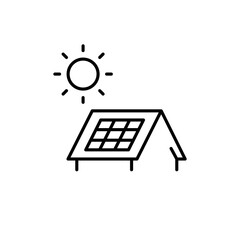 Solar panels on the roof of a house linear icon. Line customizable illustration. Contour symbol. Vector isolated outline drawing. Editable stroke
