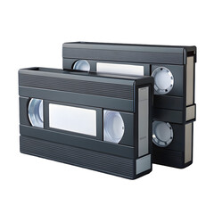 Obraz premium Set of videotapes 3d rendering isolated on transparent background