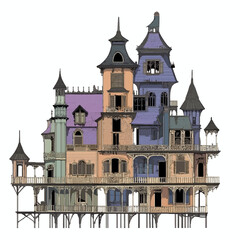 Dollhouse on white background 