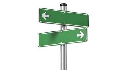 Blank Green Signpost with Two Directions