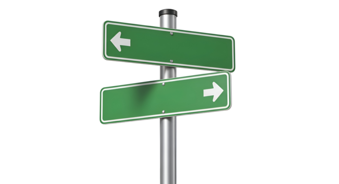 Blank Green Signpost with Two Directions