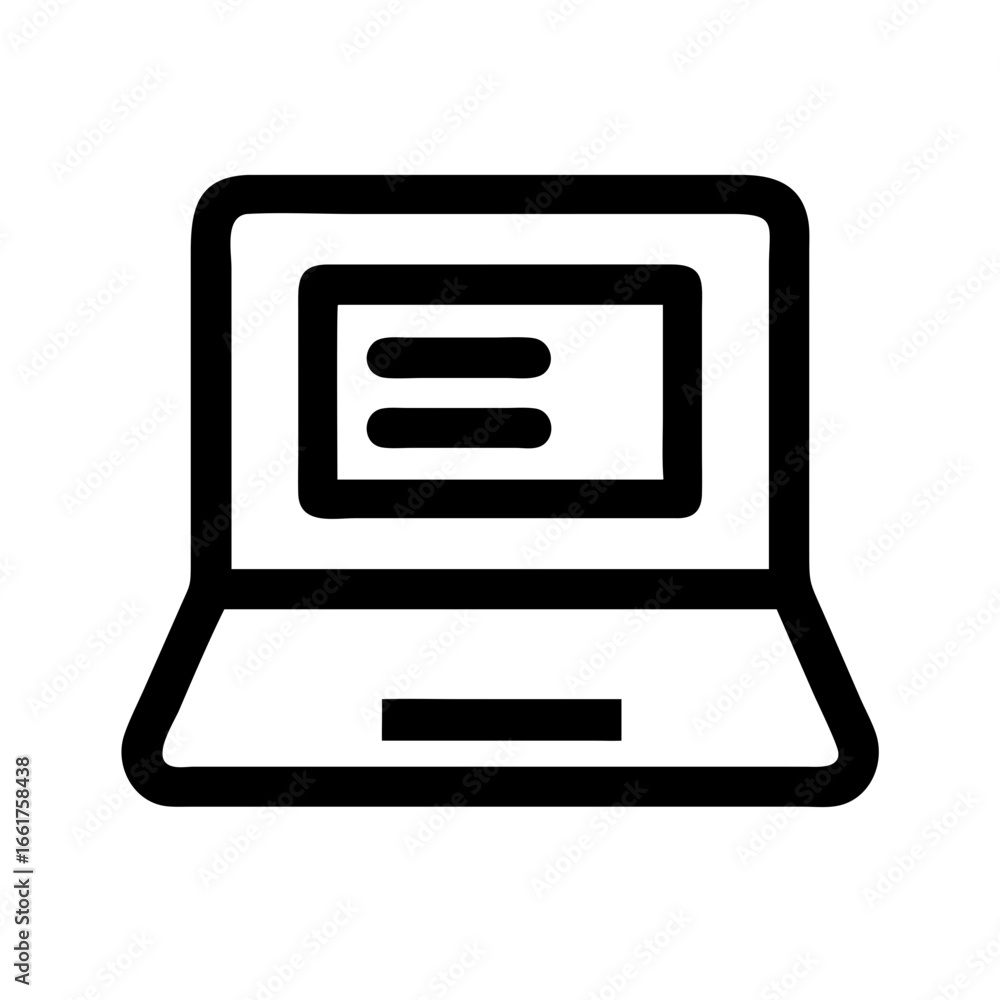 Poster laptop computer icon vector illustration for personal computer and business technology use online an