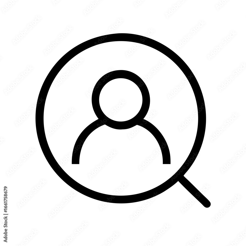 Aufkleber find user search profile account member magnifying glass icon vector graphic simple line art for web