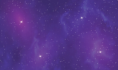 Colorful galaxy night sky vector background with milky way, nebula, stardust, and shining stars