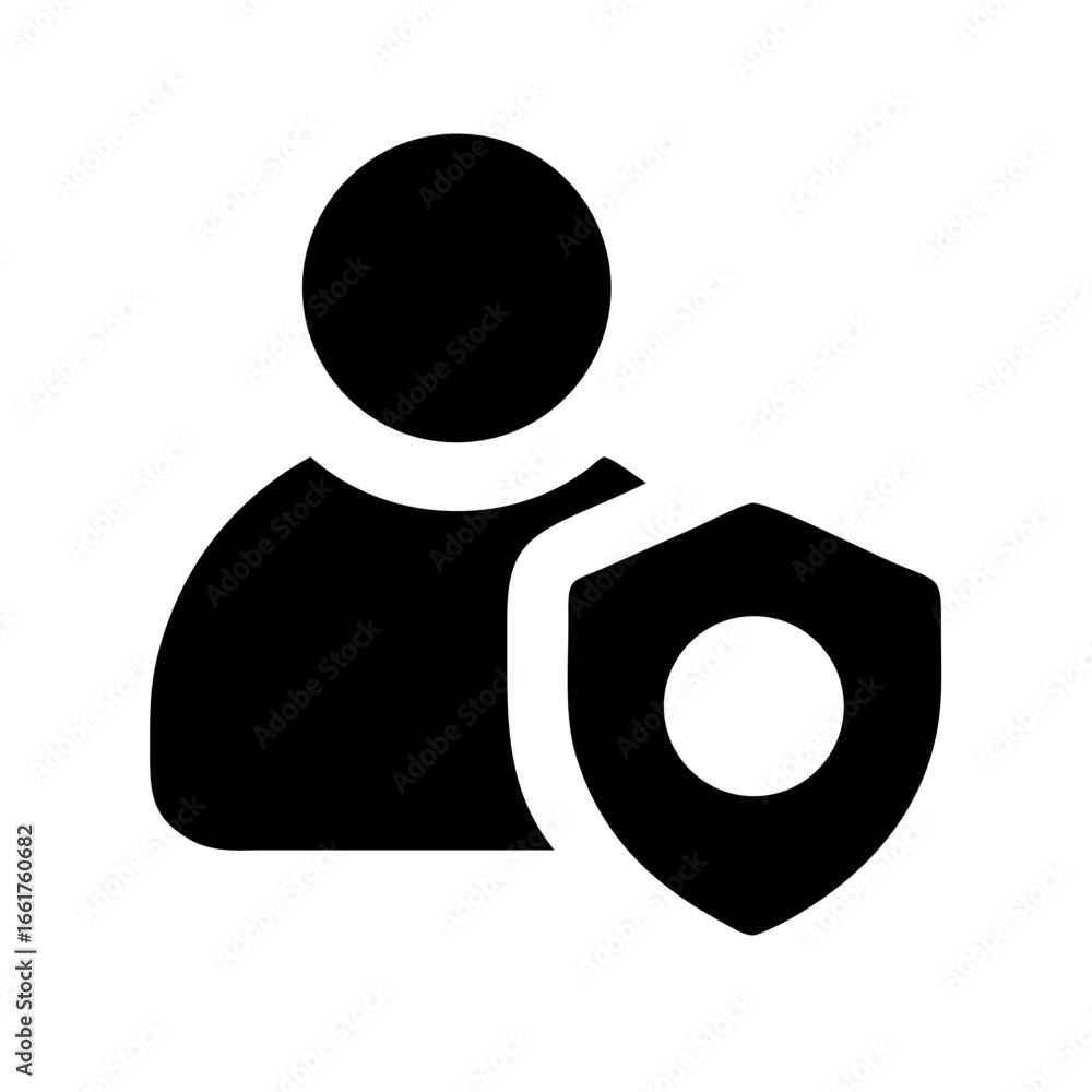Aufkleber user account security protection shield icon for privacy and data access control management system