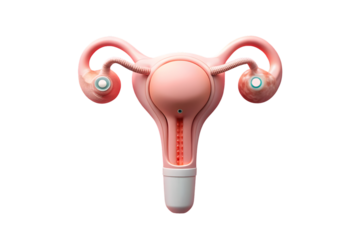Female uterus with toggle switch female infertility or climacteric concept 3d rendering isolated on transparent background