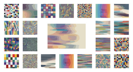 Collection of abstract rectangles with varying color palettes and styles