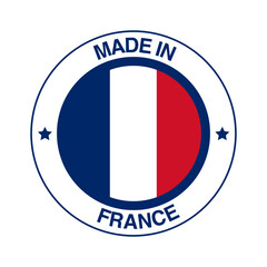 Made in France Badge with Circular Emblem and National Flag Colors