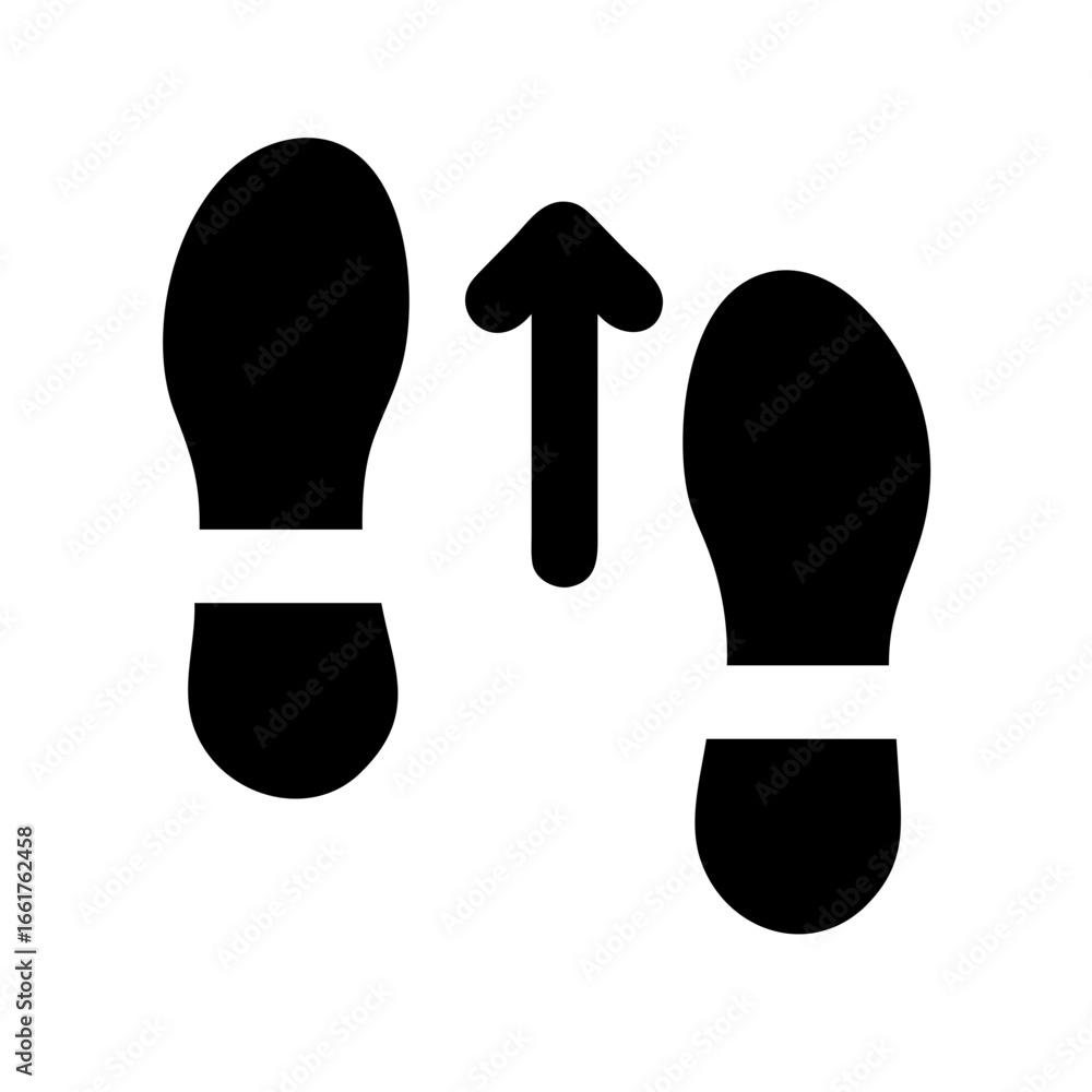 Poster footprints and arrow direction vector illustration for movement guidance and direction concept desig