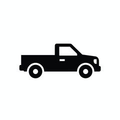 Simple black silhouette of a pickup truck, side view.