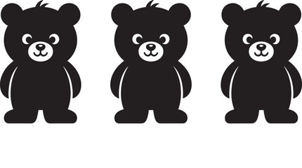 Bear icon set silhouette vector illustratio 