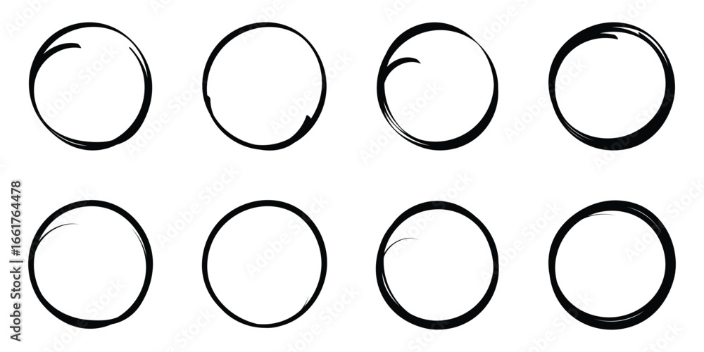 Poster hand drawn doodle circle highlights. hand drawn scribble circles. scribble ovals, circle and highlig