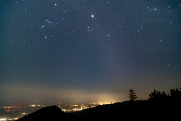 Fototapeta premium 残雪期 黒斑山の星空
