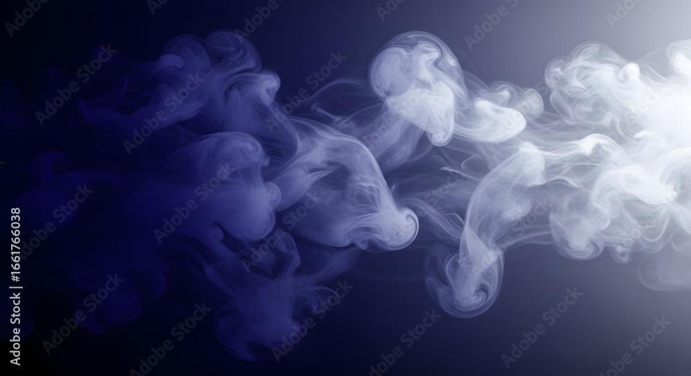 Aufkleber wispy, ethereal smoke swirls and drifts from dark blue to bright white, creating a dynamic and abstr