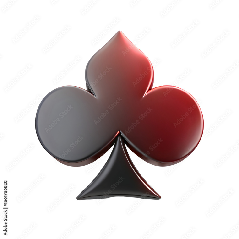 Poster card suits playing card symbols front view 3d rendering isolated on transparent background