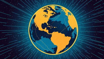 Naklejka premium stylized world globe with radiating lines