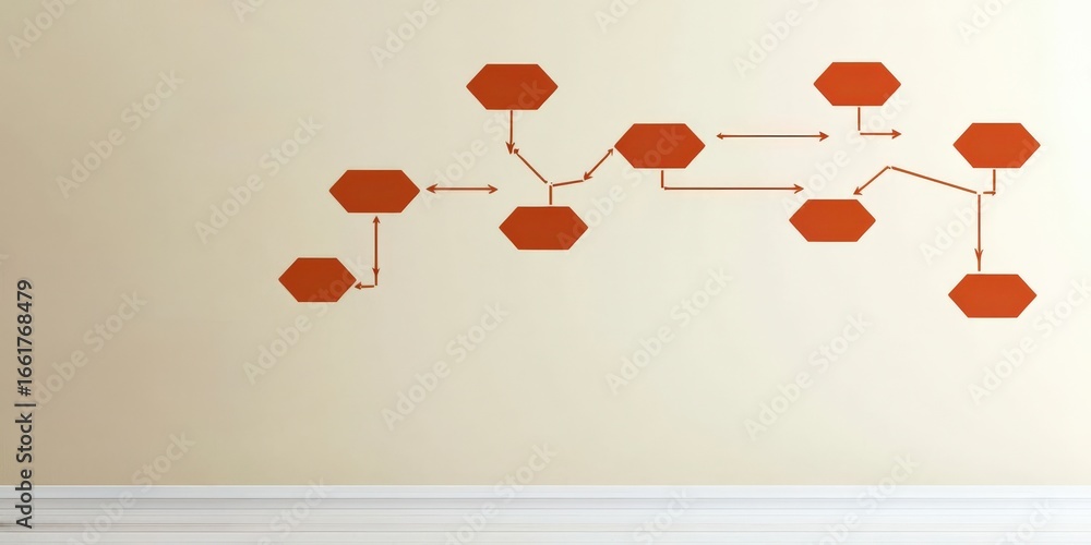 Aufkleber productivity tools workflow minimalist concept. wall mural featuring a flowchart design with red sha