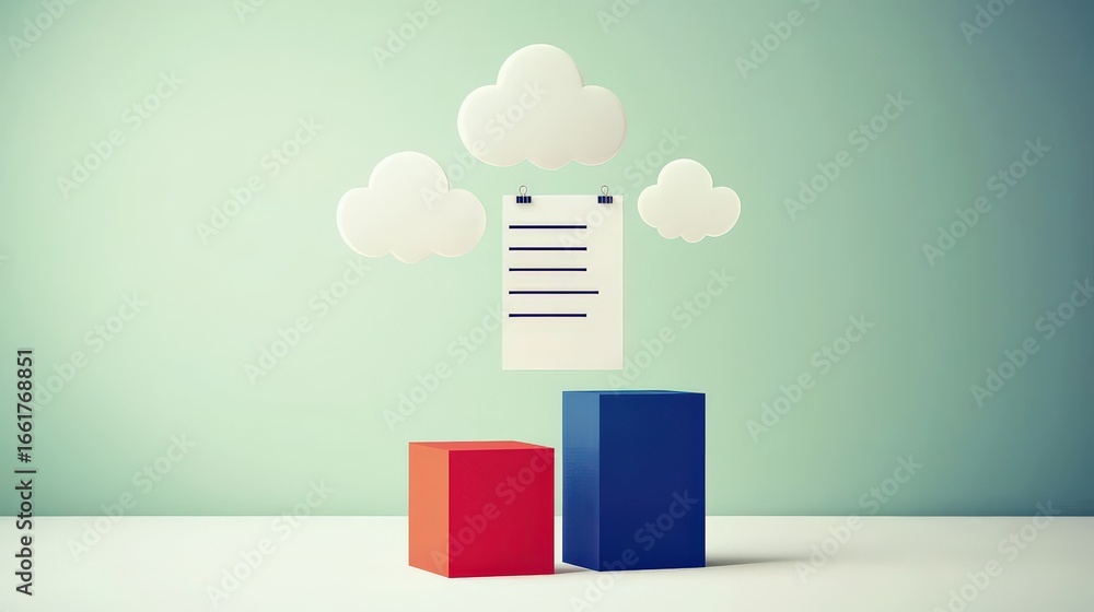 Aufkleber productivity tools workflow minimalist concept. abstract illustration of data organization with bloc