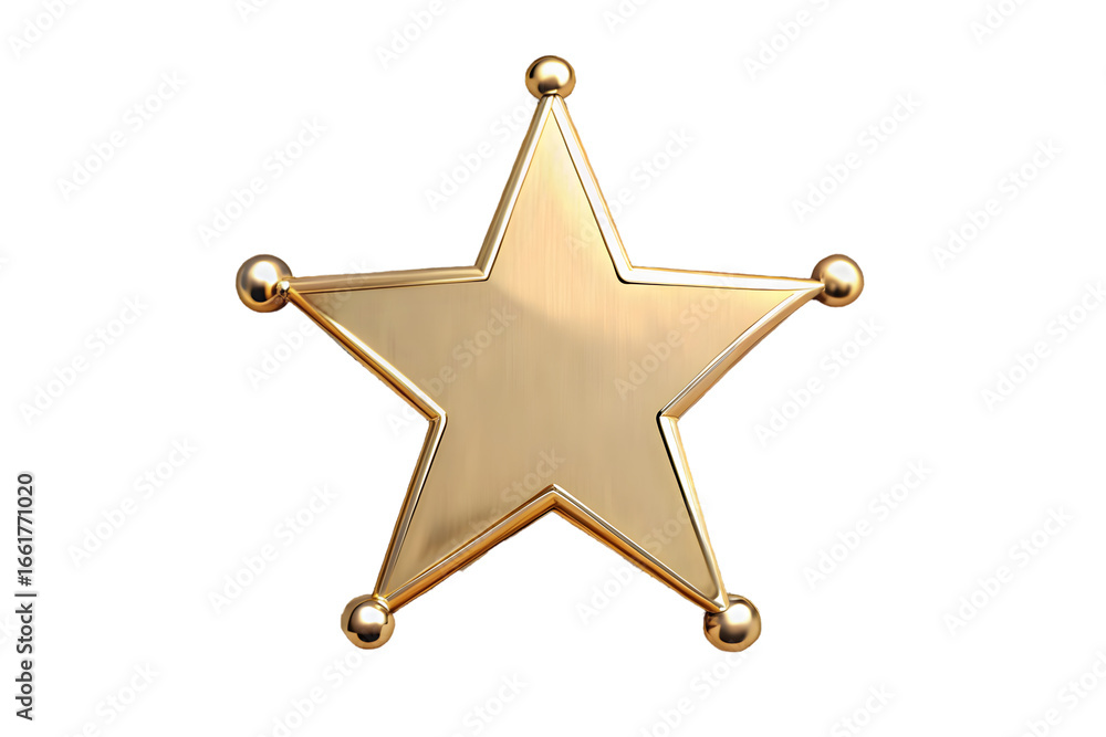 Poster sheriff star badge front view 3d rendering isolated on transparent background
