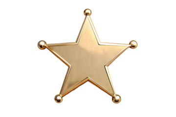 Sheriff star badge front view 3d rendering isolated on transparent background