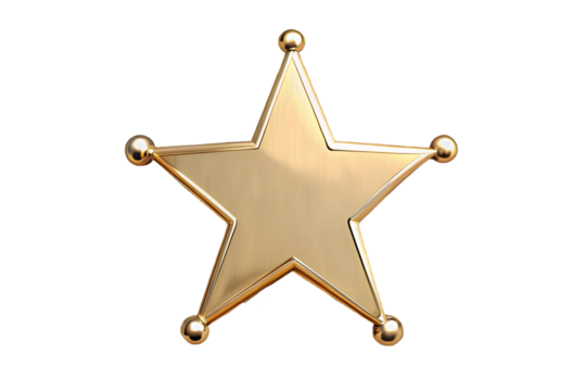 Sheriff star badge front view 3d rendering isolated on transparent background