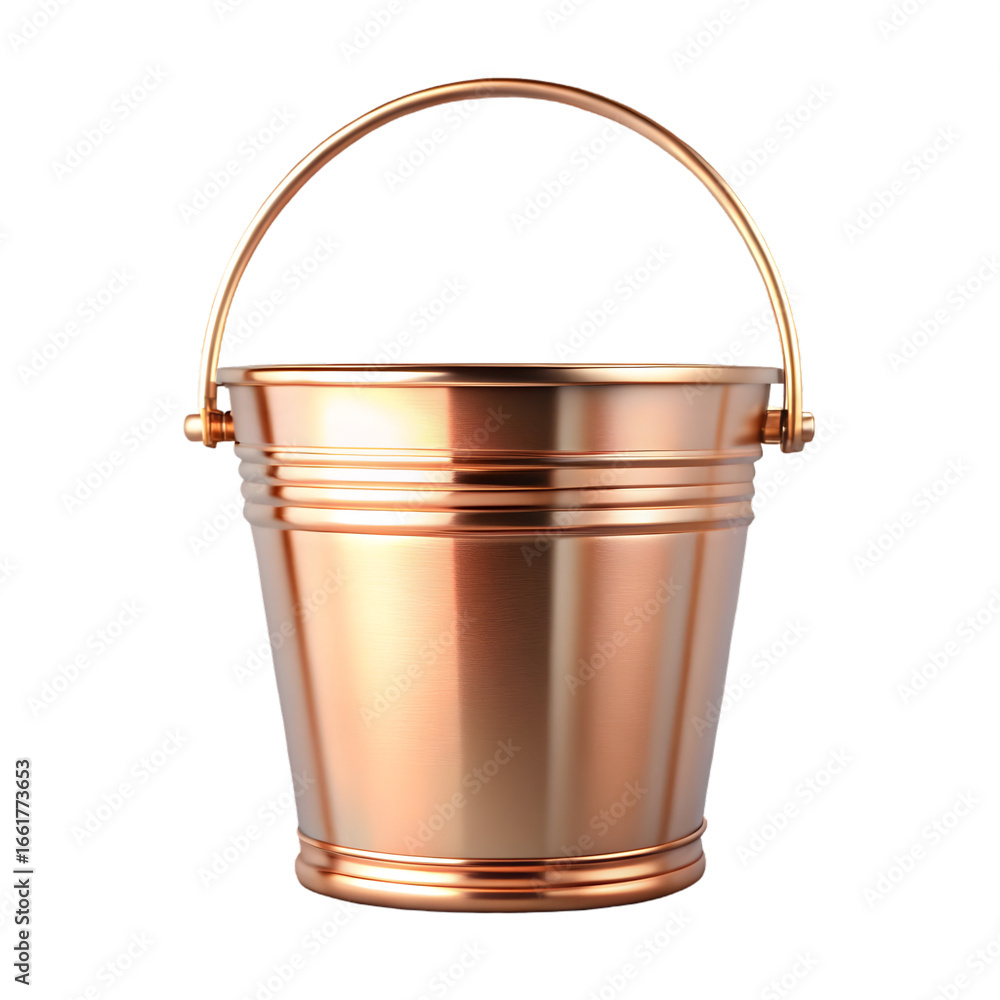 Aufkleber copper bucket or golden bucket 3d rendering isolated on transparent background