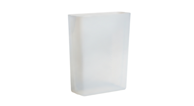 Clear plastic container isolated on transparent background, a versatile storage box for home and office organization, offering a practical and minimalist design