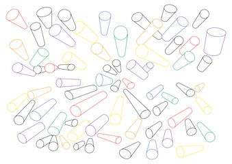 Cylinders with 7 different colors