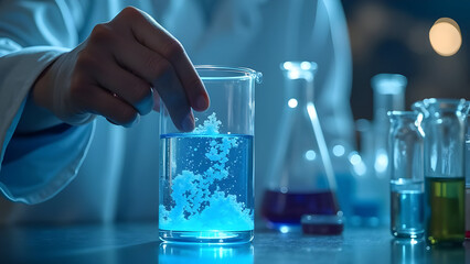 Pharmaceutical Scientist Studying Electric Blue Compound
