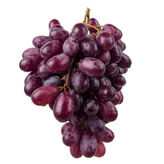 A Cluster of Fresh Red Grapes Is Beautifully Displayed on a Pure White Background